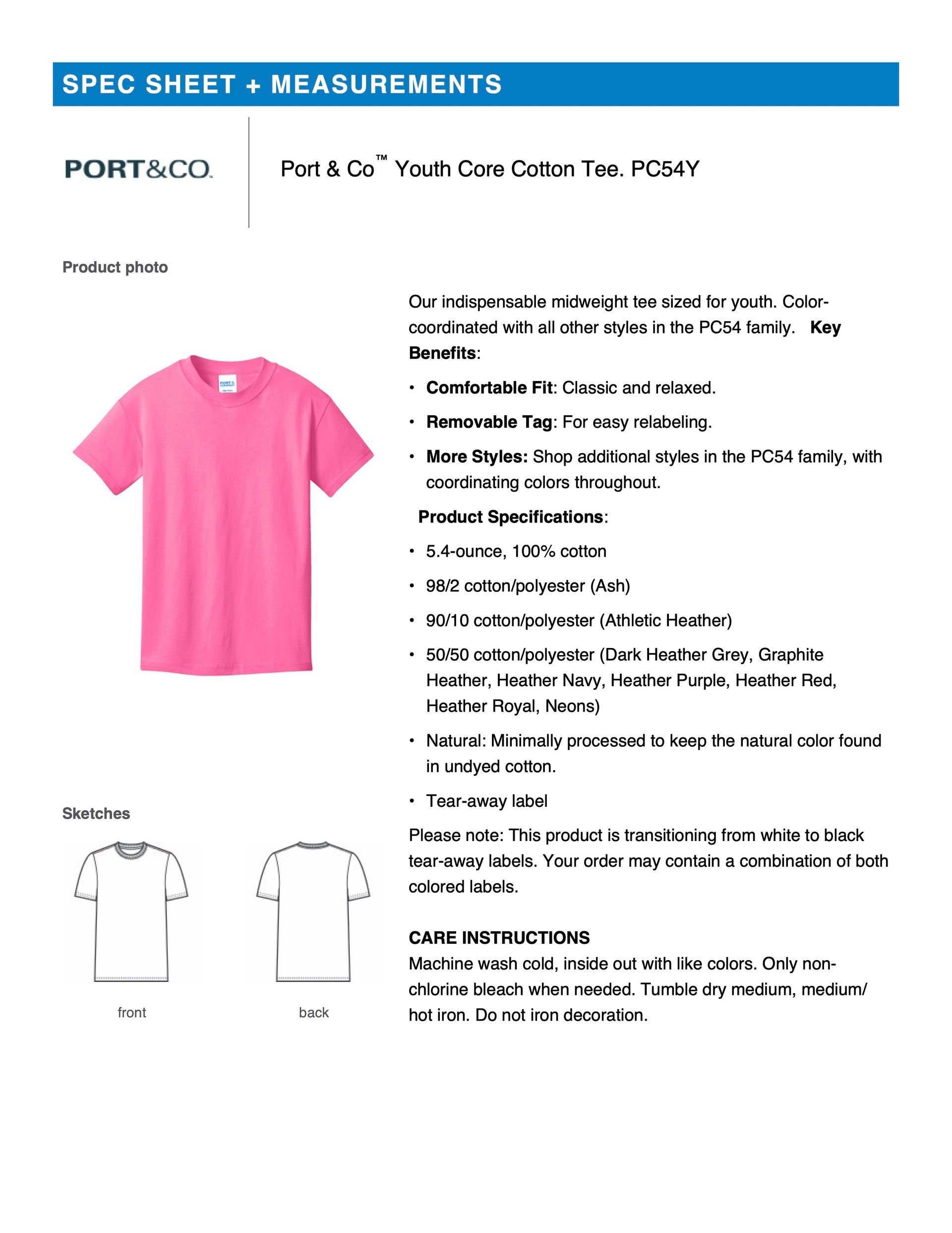 Fortress- PC54Y Port & Co™ Youth Core Cotton Tee