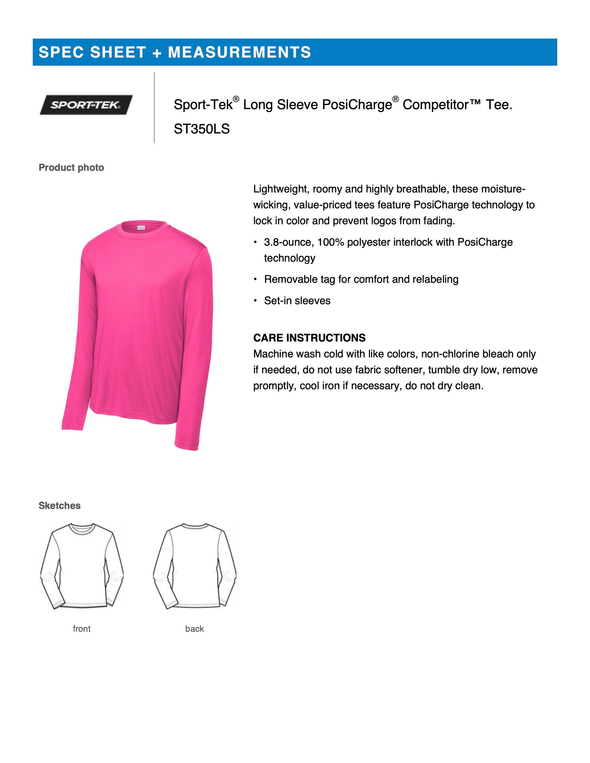 ST350LS Sport-Tek® Long Sleeve PosiCharge® Competitor™ Tee