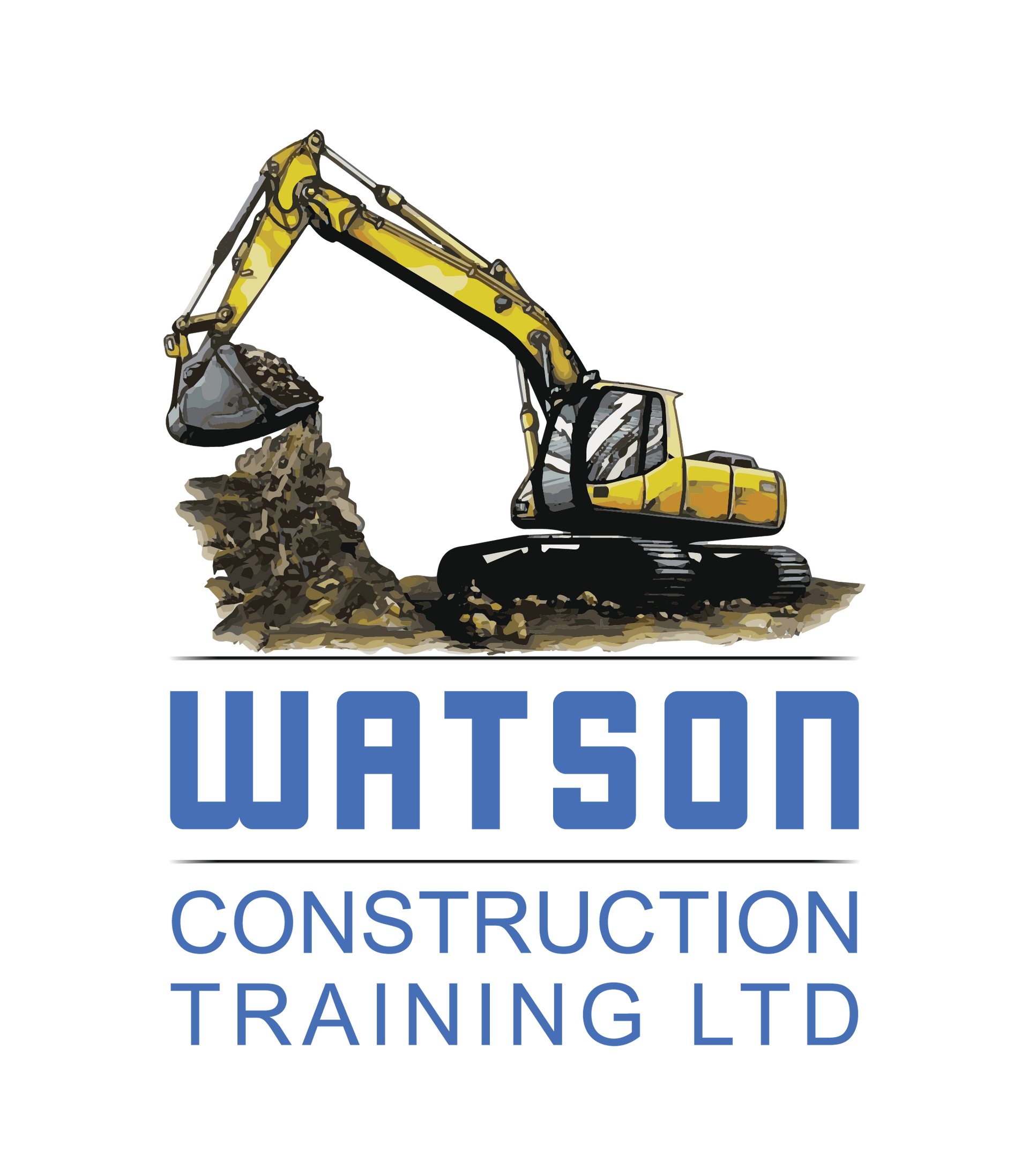 The logo for watson construction training ltd shows an excavator digging a hole.