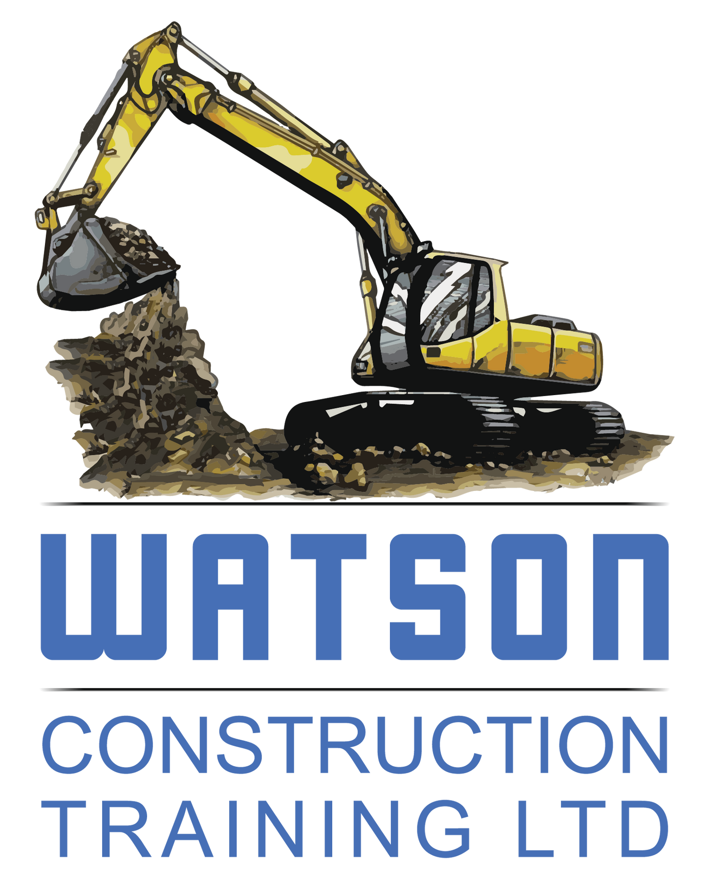 The logo for watson construction training ltd shows an excavator digging a hole.