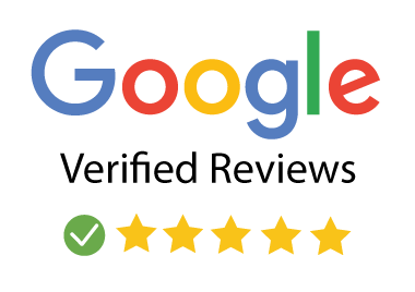 The google verified reviews logo has five stars and a check mark.