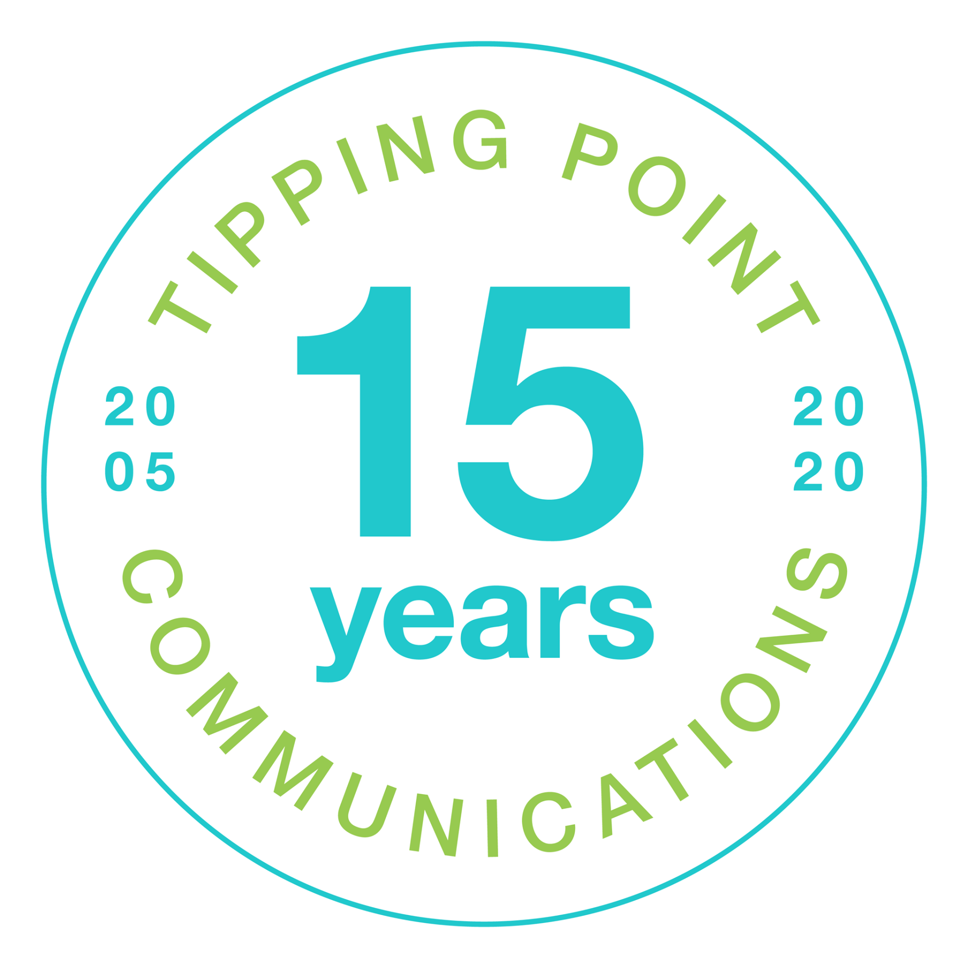 A stamp that says tipping point communications 15 years