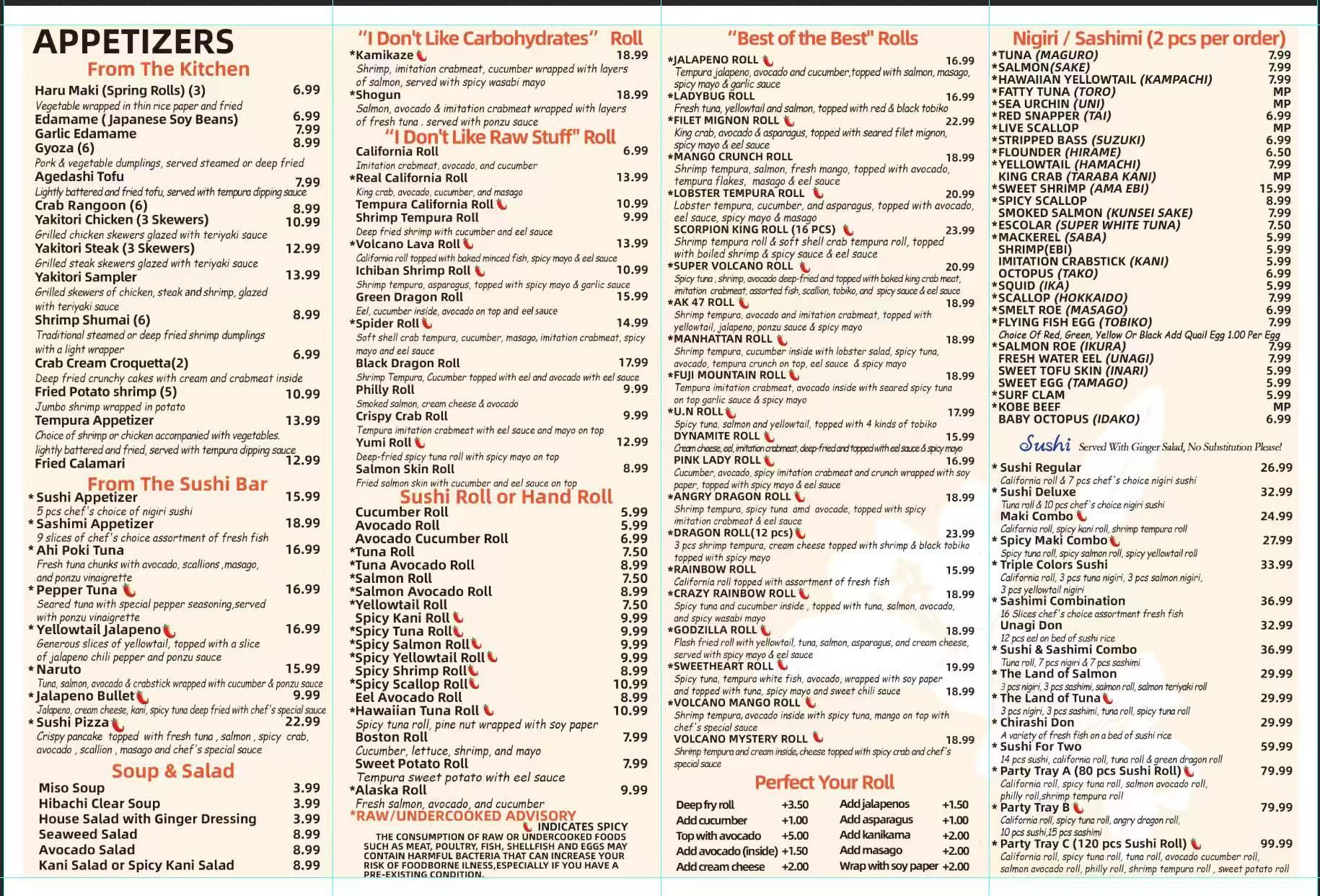 Volcano Steak & Sushi West Berlin menu page 2