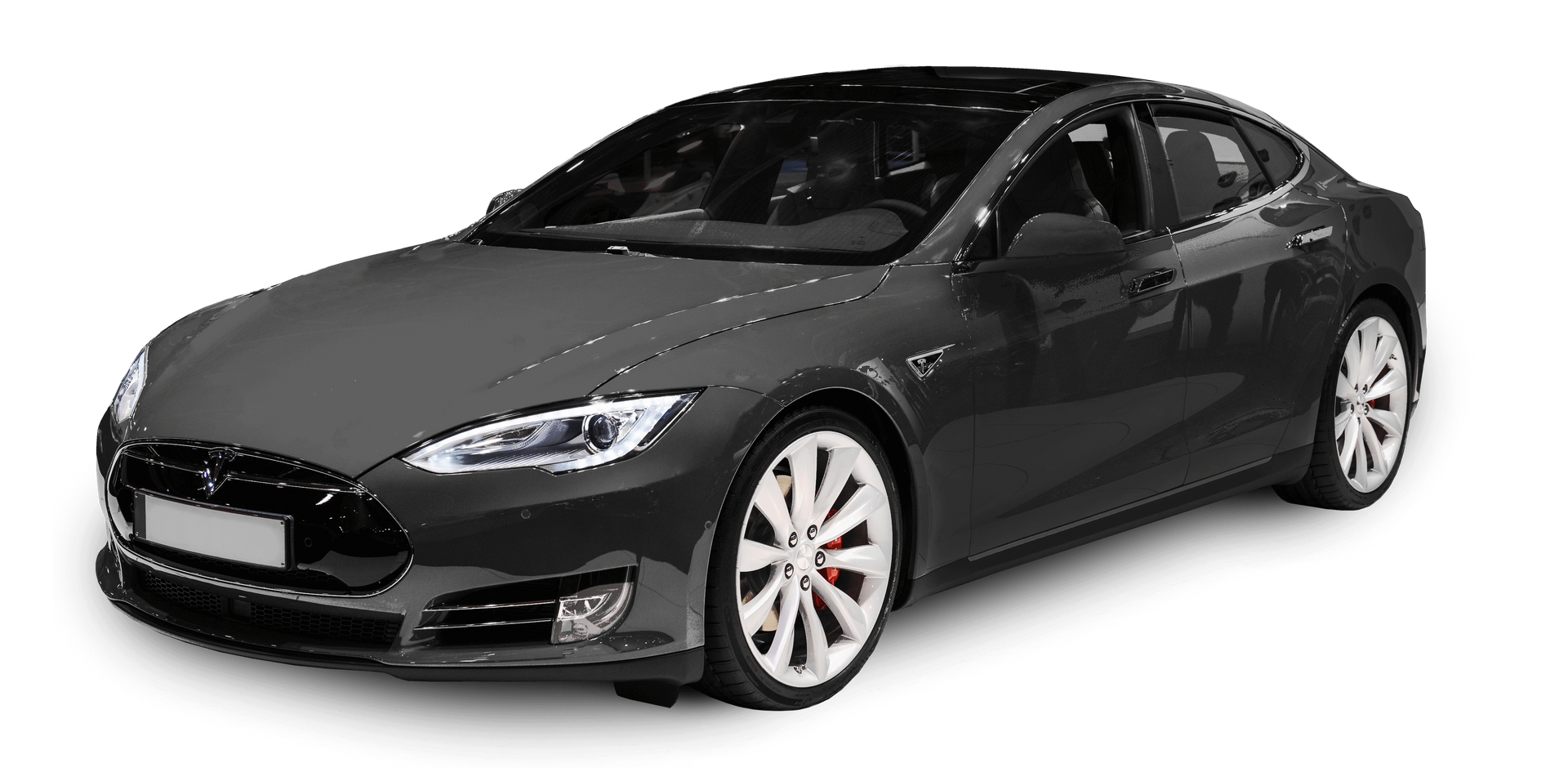 Dark gray Tesla Model S car.