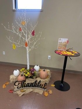 A Decorated Tree & Pumpkins for Fairview Church of Christ's Thanksgiving Community Dinner