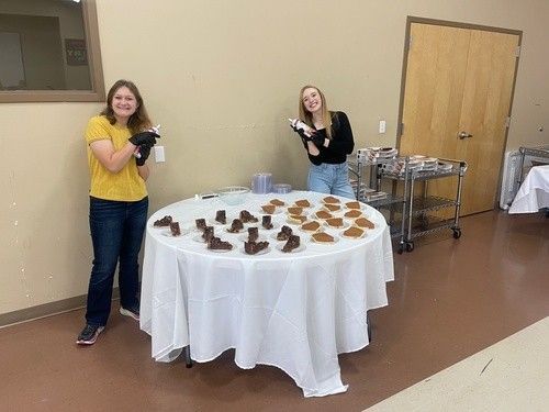 Two Fairview Church Members Preparing Desserts for the Thanksgiving Community Dinner in Columbia, MO