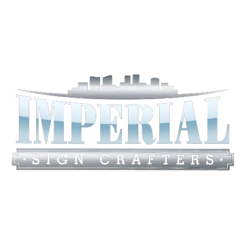 The logo for imperial sign crafters has a ship on it.