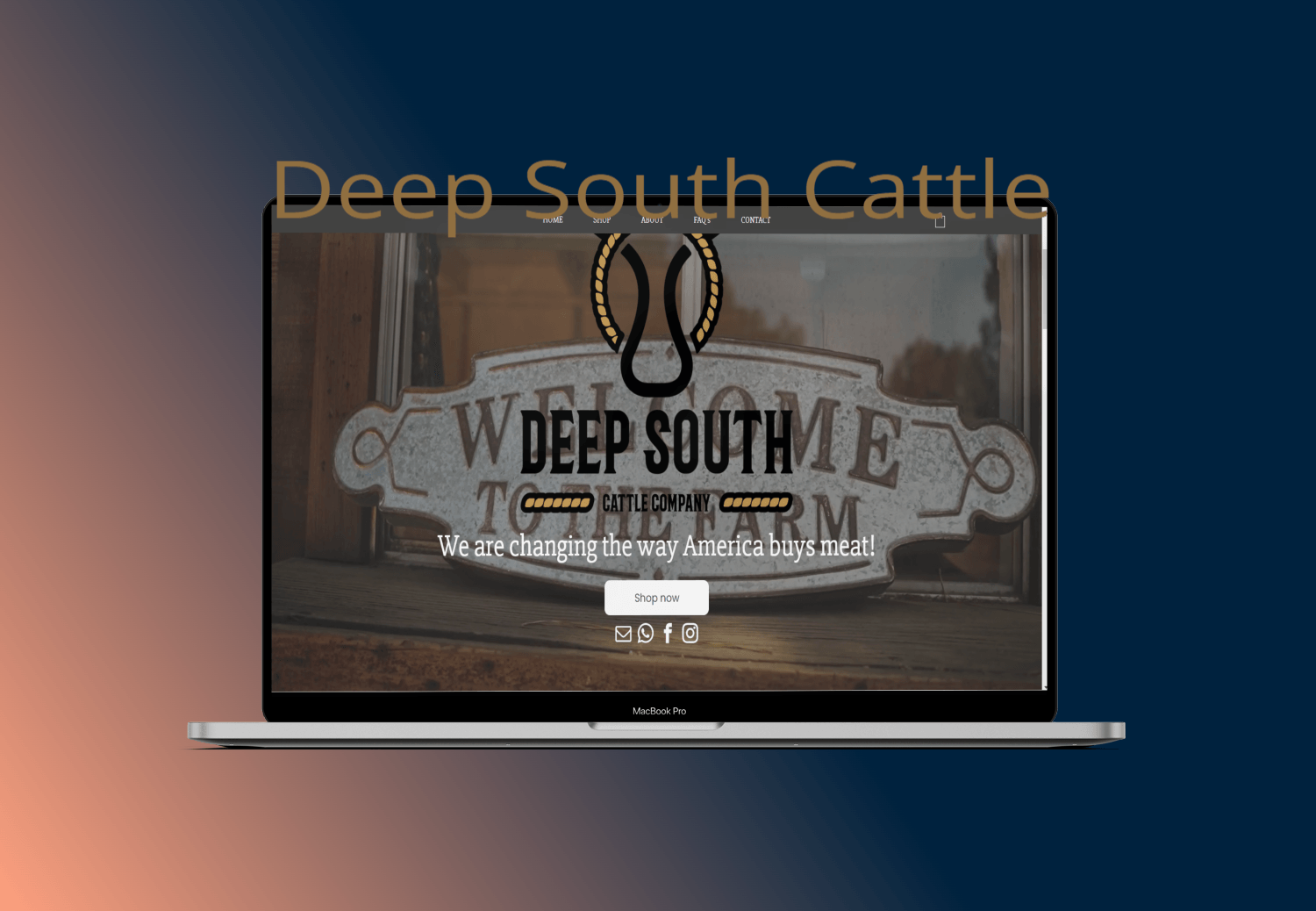 A laptop computer is open to a website for deep south cattle.