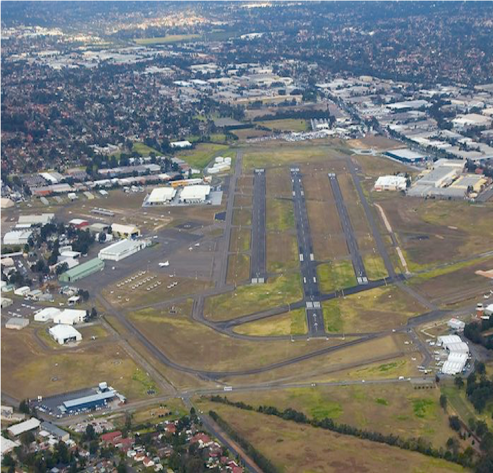 Aerial view of Bankstown Airport Redevelopment, Bankstown NSW