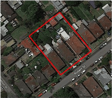 Aerial view of 9-15 Robert Street, Canterbury NSW