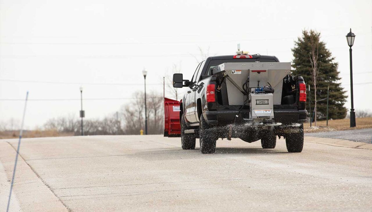 Salt Spreader Truck On The Road — Destin, FL — Destin Discount Granite And Cabinets