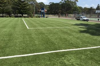 sports field with artificial grass