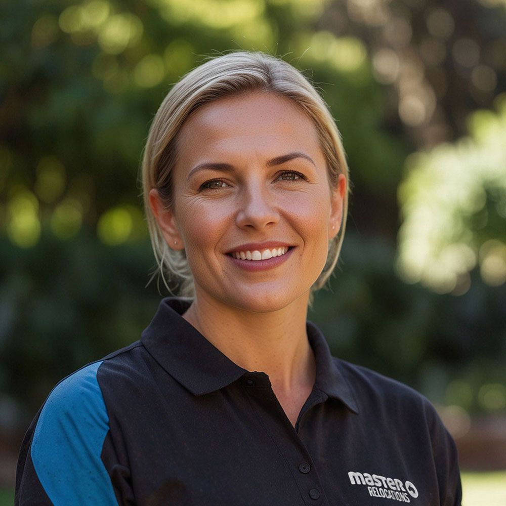 A woman in a black shirt is smiling for the camera.