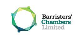 The logo for barristers chambers limited is a green and blue logo with a circle in the middle.