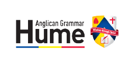 A logo for an english grammar school called hume