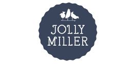 The jolly miller logo is a blue circle with birds on it.