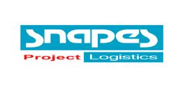 The snapes project logistics logo is blue and white.