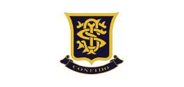 A blue and gold coat of arms with a snake on it.
