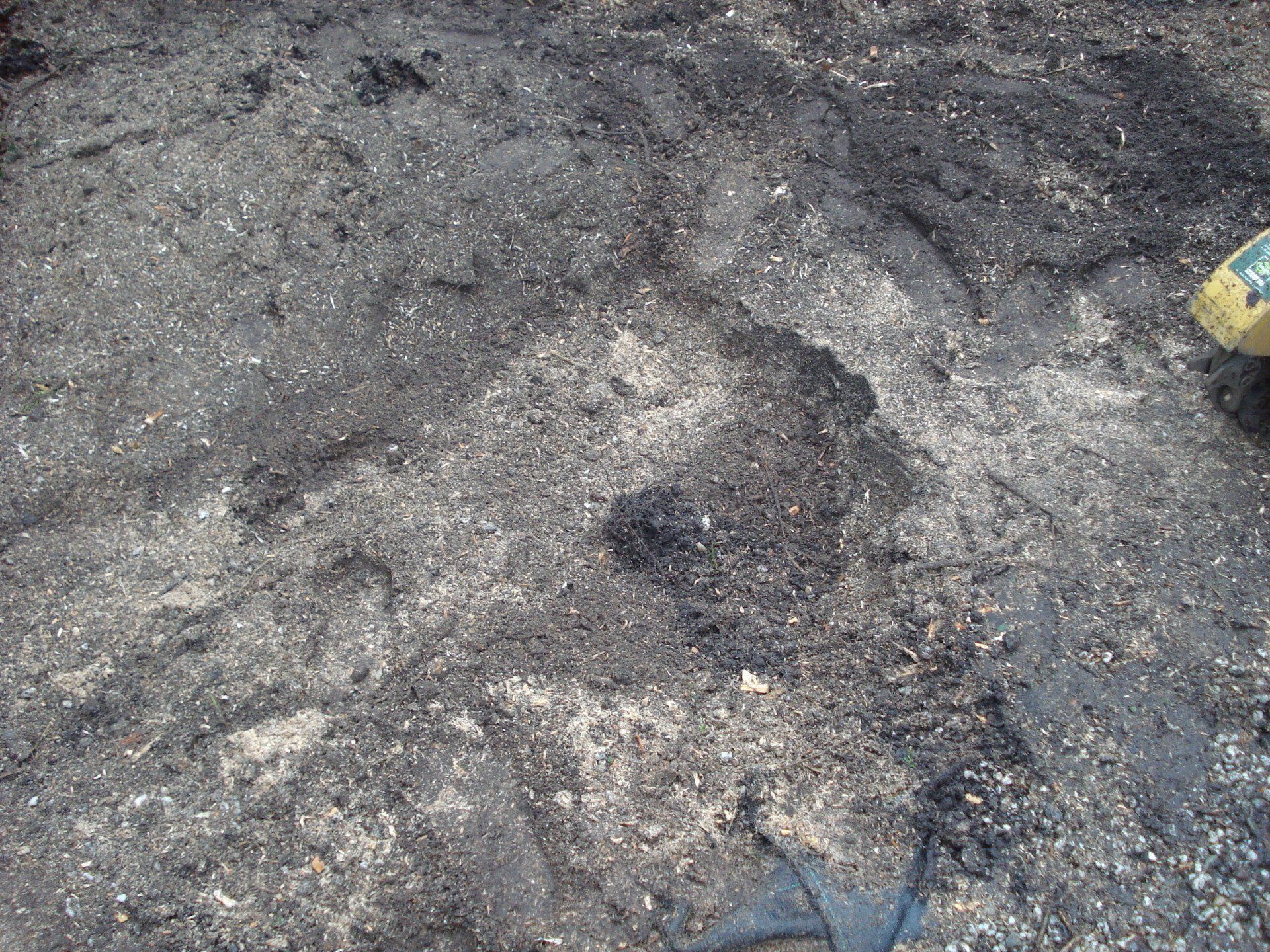 A person is holding a shovel in a pile of dirt.