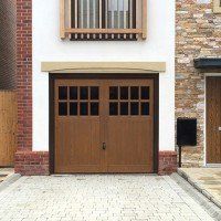 A GRP wood-grain effect garage door