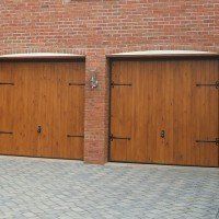 A timber up-and-over garage door