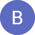 The letter b is in a blue circle on a white background.