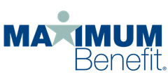 a blue and white logo for maximum benefit .