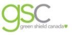 The logo for gsc green shield canada is green and gray.