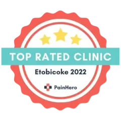 A badge that says top rated clinic etobicoke 2022