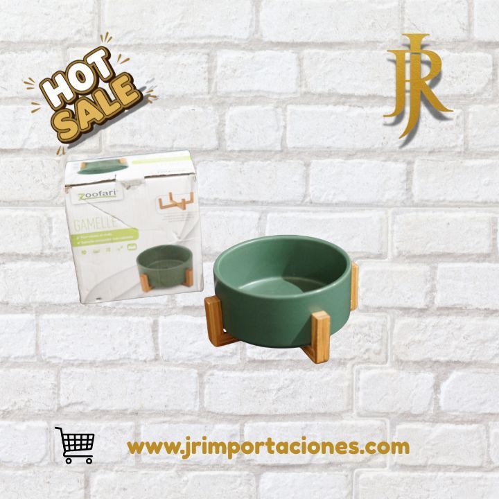 Plato de Mascota con Base de Madera – Zoofari