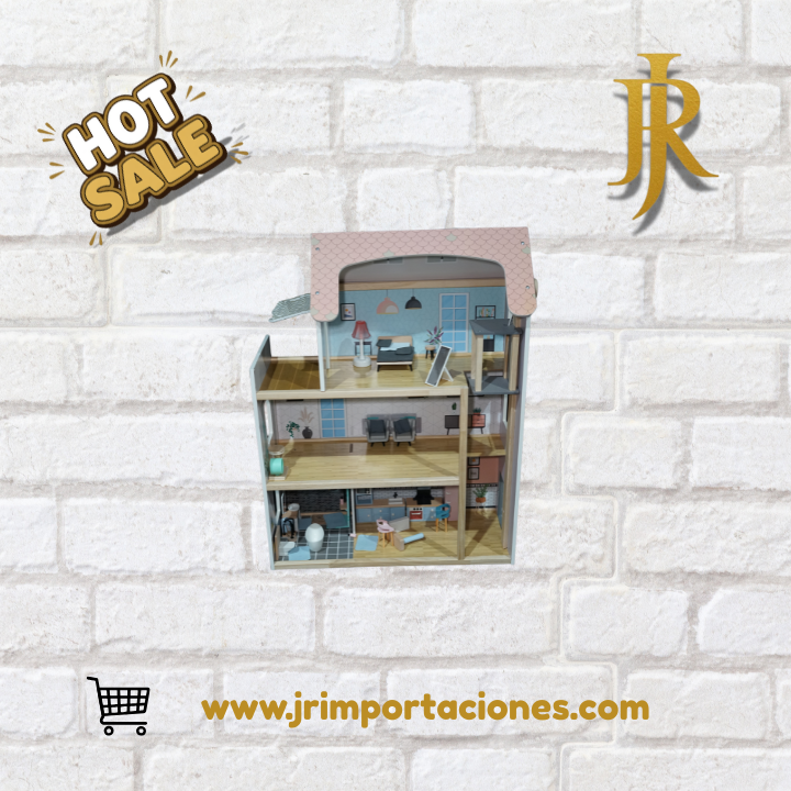 Casa de Muñecas de Madera – Estilo Moderno