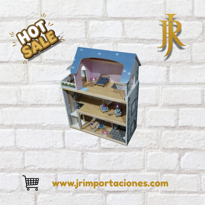 Casa de Muñecas de Madera – Estilo Moderno