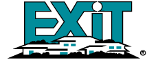 Logo for Exit Realty with teal "EXIT" lettering over a stylized house silhouette.