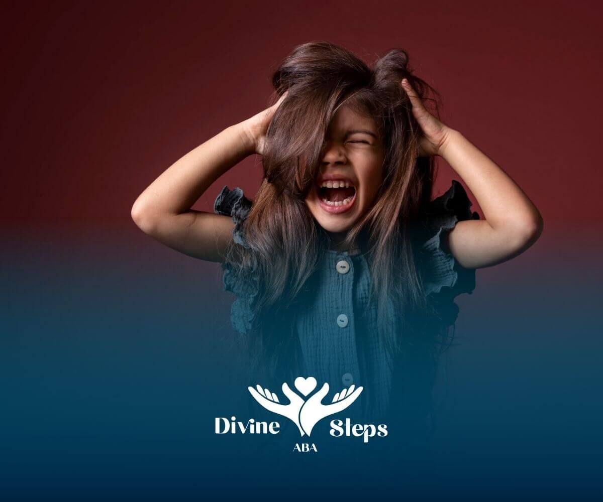 An autistic girl in an ABA therapy session, learning emotional control and focus with support