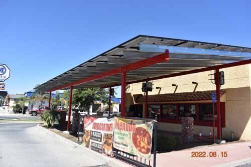 solar panels above restaurant
