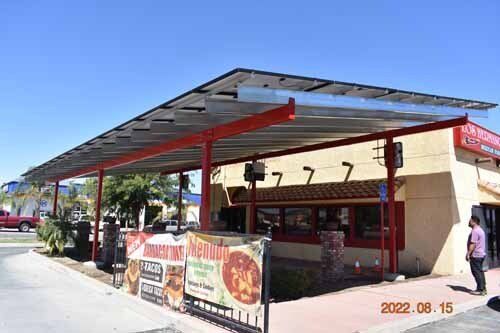 solar panels above restaurant