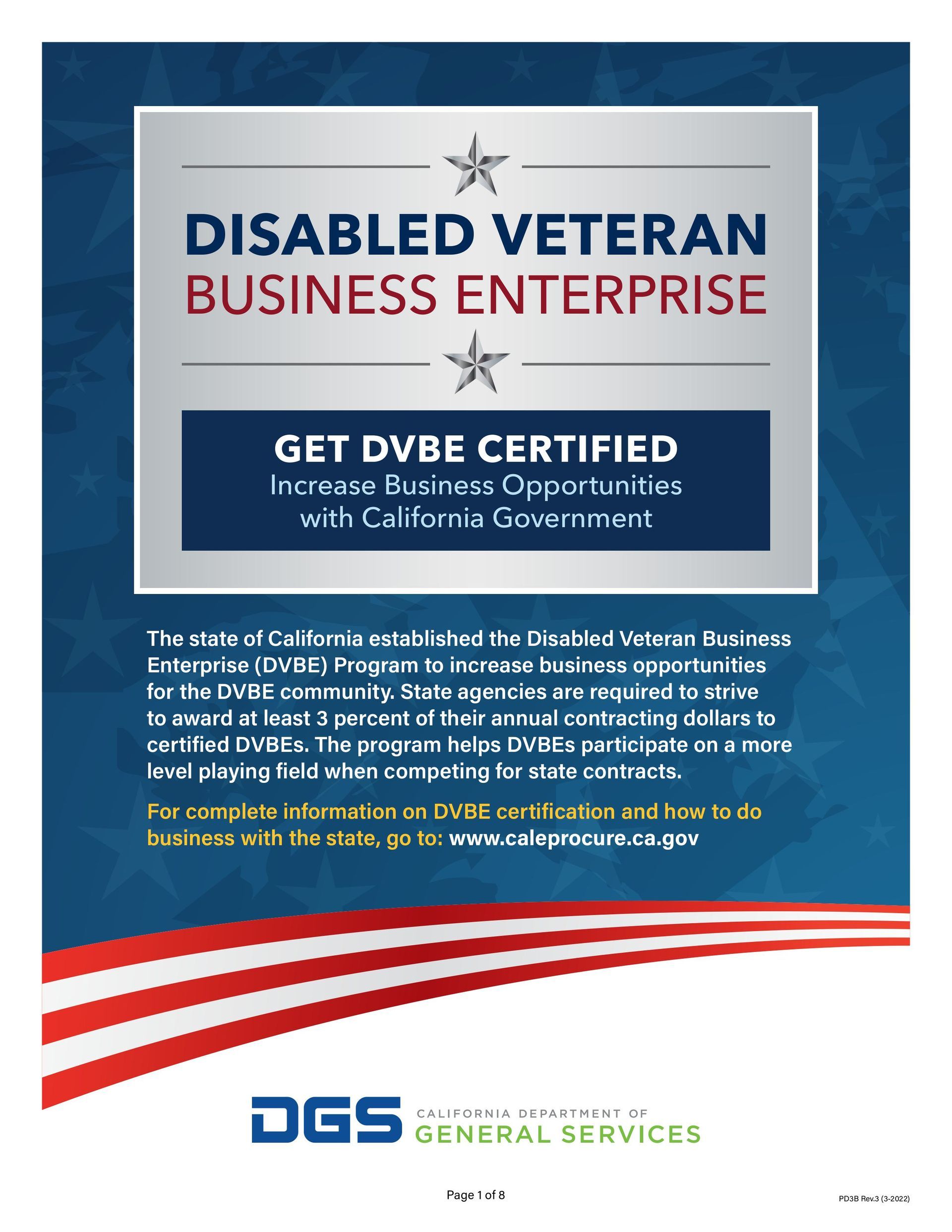 A poster for a disabled veteran business enterprise.