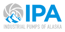 The logo for industrial pumps of alaska is blue and gray.