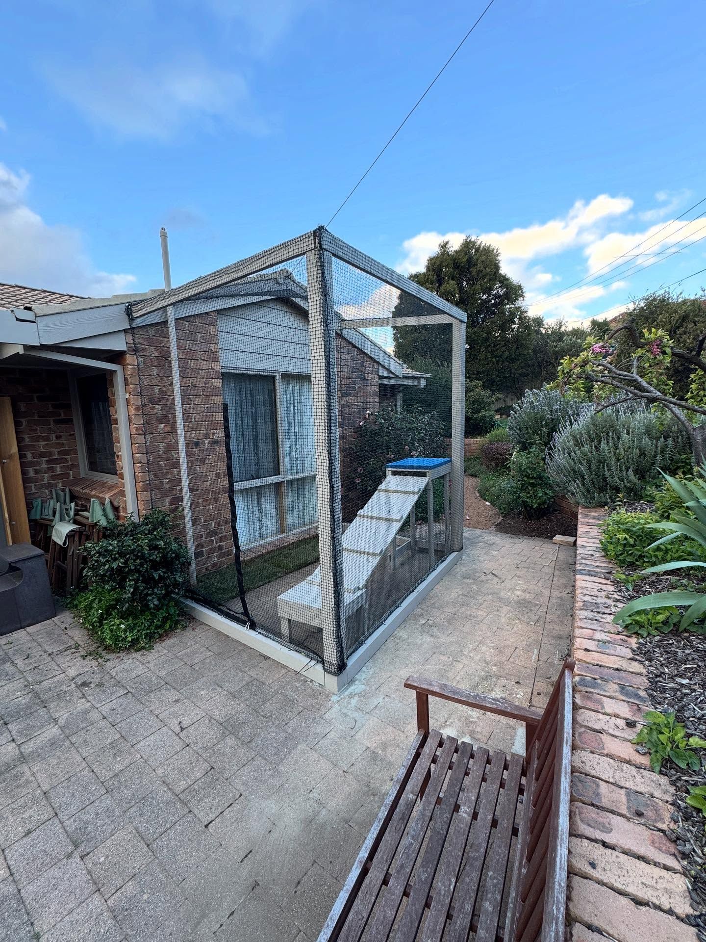 Backyard Chicken Coop With Wire Mesh, Brick Path — Catios By Paulie in Blackbutt, NSW