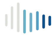 Gradient blue-gray soundwave graphic, representing audio or music.