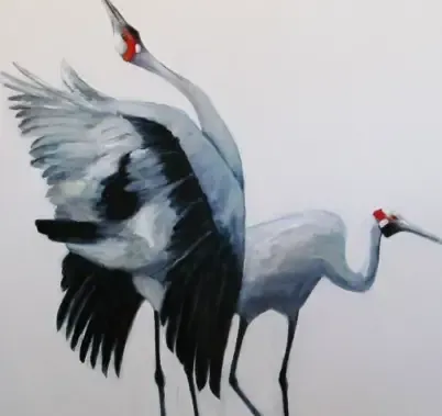 Painting of Brolga birds by Dan Villiers