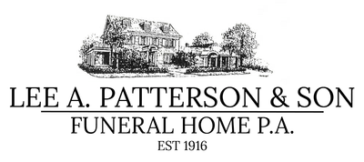 The logo for lee a. patterson & son funeral home pa