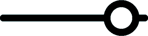 Horizontal line with a circle in the middle, used to adjust a setting.