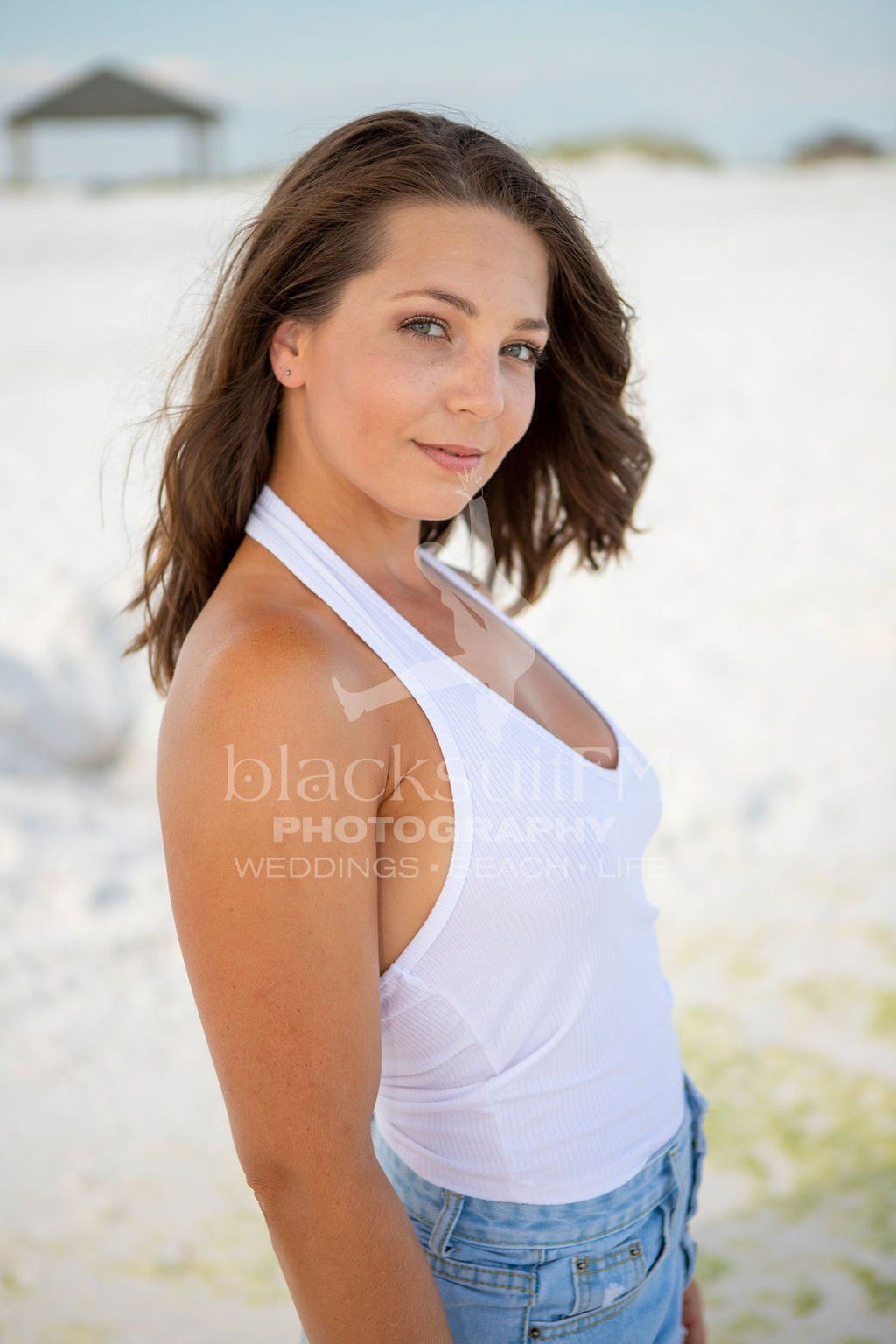 Beautiful Model Wearing White Top — Ft. Walton Beach, FL — Blacksuit FM Photography & Design