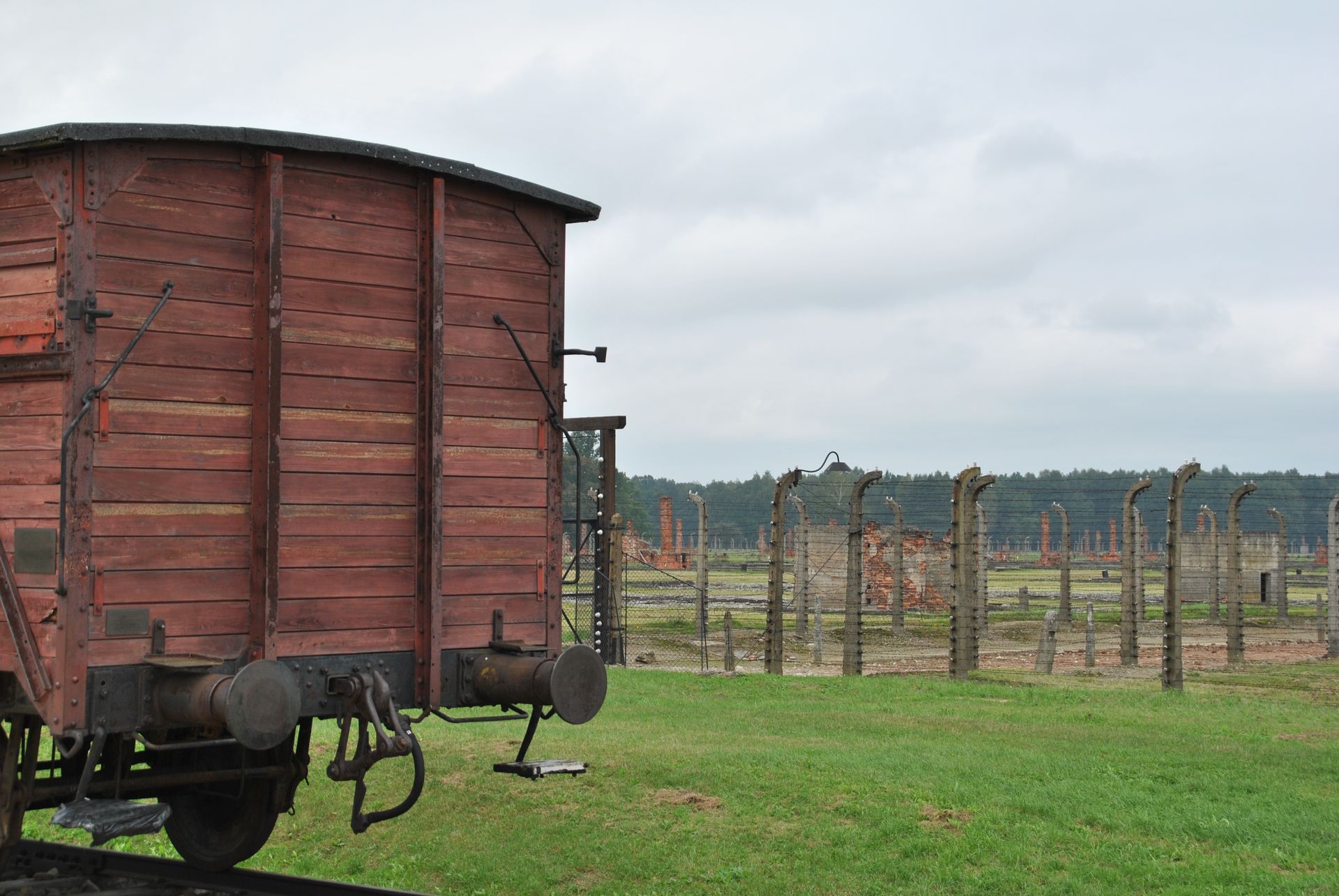 Cattle car at the ramp of Auschwitz-Birkenau 2023