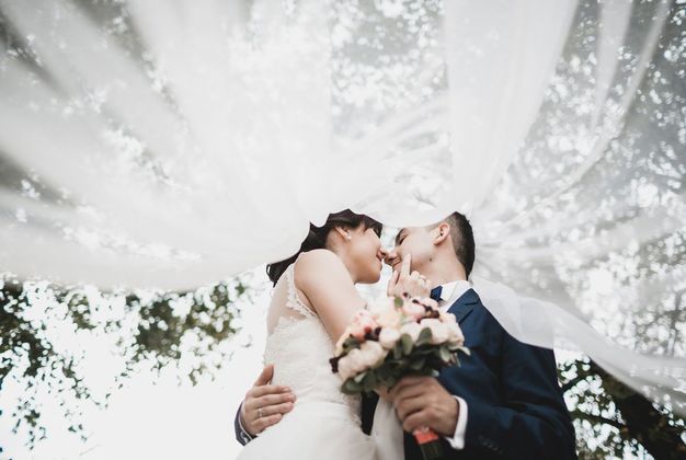 Happy Newlyweds Under The Bridal Veil — Ceremonies in Cairns, QLD