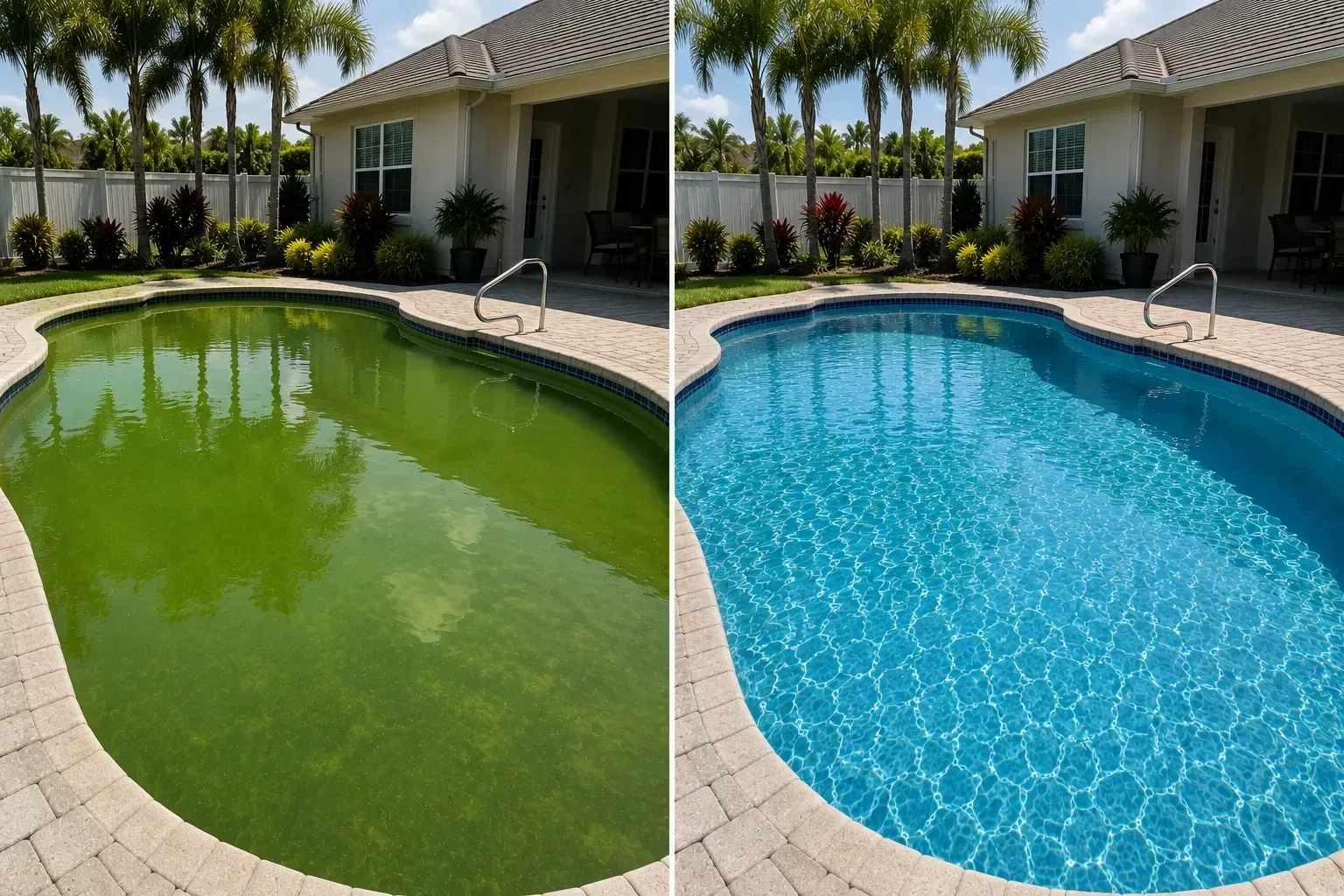 Green pool being restored through Southern Sun's Green-to-Clean process