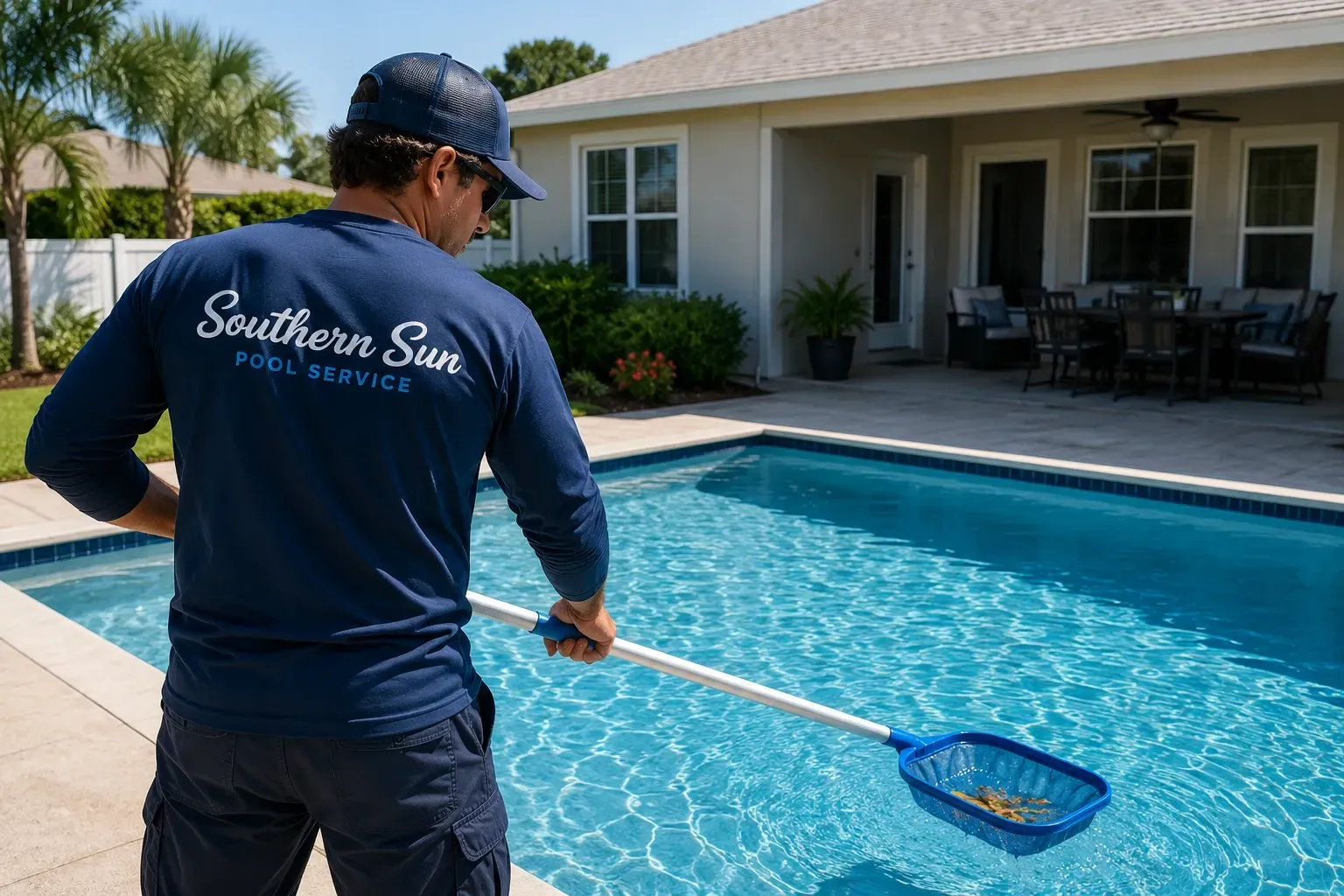Weekly pool cleaning service by Southern Sun Pool Service