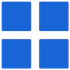 Four blue squares arranged in a 2x2 grid.
