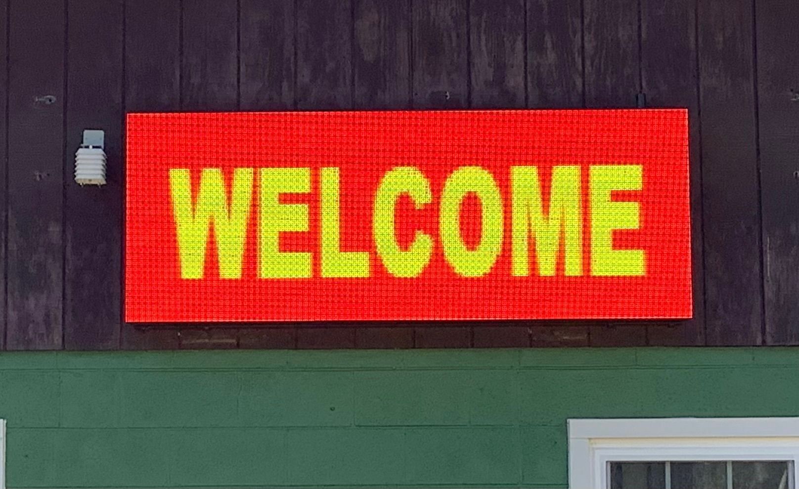 Red LED sign displaying 